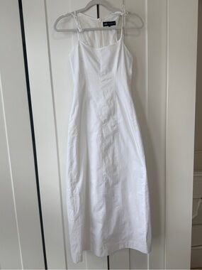 Zara White Tie-Shoulder Maxi Dress